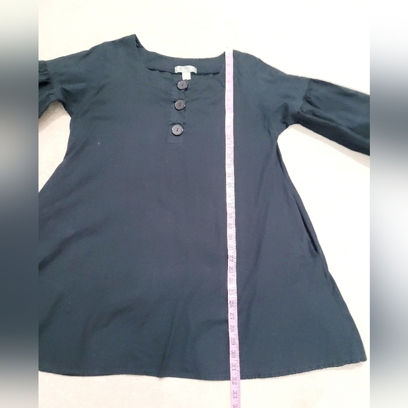 Bitten by Sarah Jessica Parker Black Tunic Dress 3/4 Sleeve Button Front Size XL - Picture 9 of 13